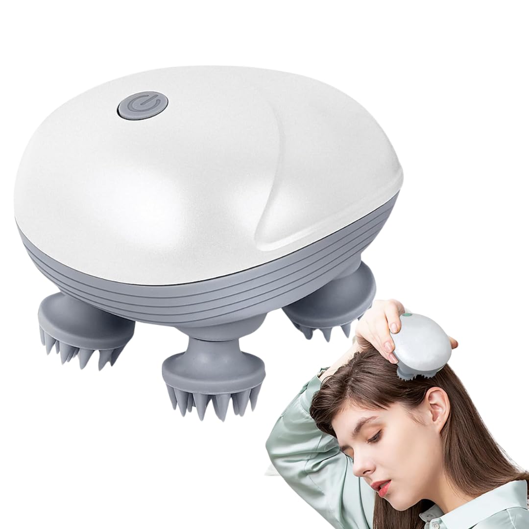 Scalp Massager, Rechargeable Electric Head Massager for Body Pain Relief, Stress Relief, Hair Growth, Deep Clean & Relaxation, 96 Silicon Kneading Points with Detachable Head (Multicolour)