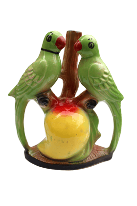 Vibrant Ceramic Parrot Figurine on Mango - Hand-Painted Home Decor Showpiece Vibrant Ceramic Parrot Figurine on Mango - Hand-Painted Home Decor Showpiece
