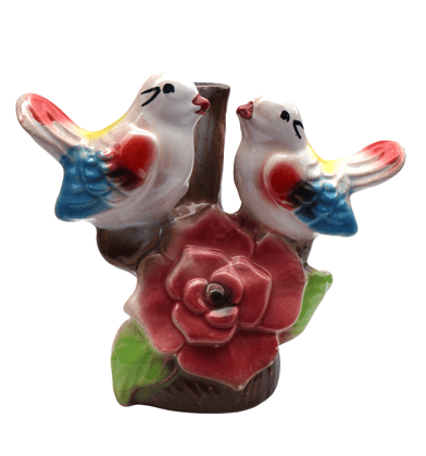 Vibrant Ceramic Love Birds and Rose Figurine for Home Decor