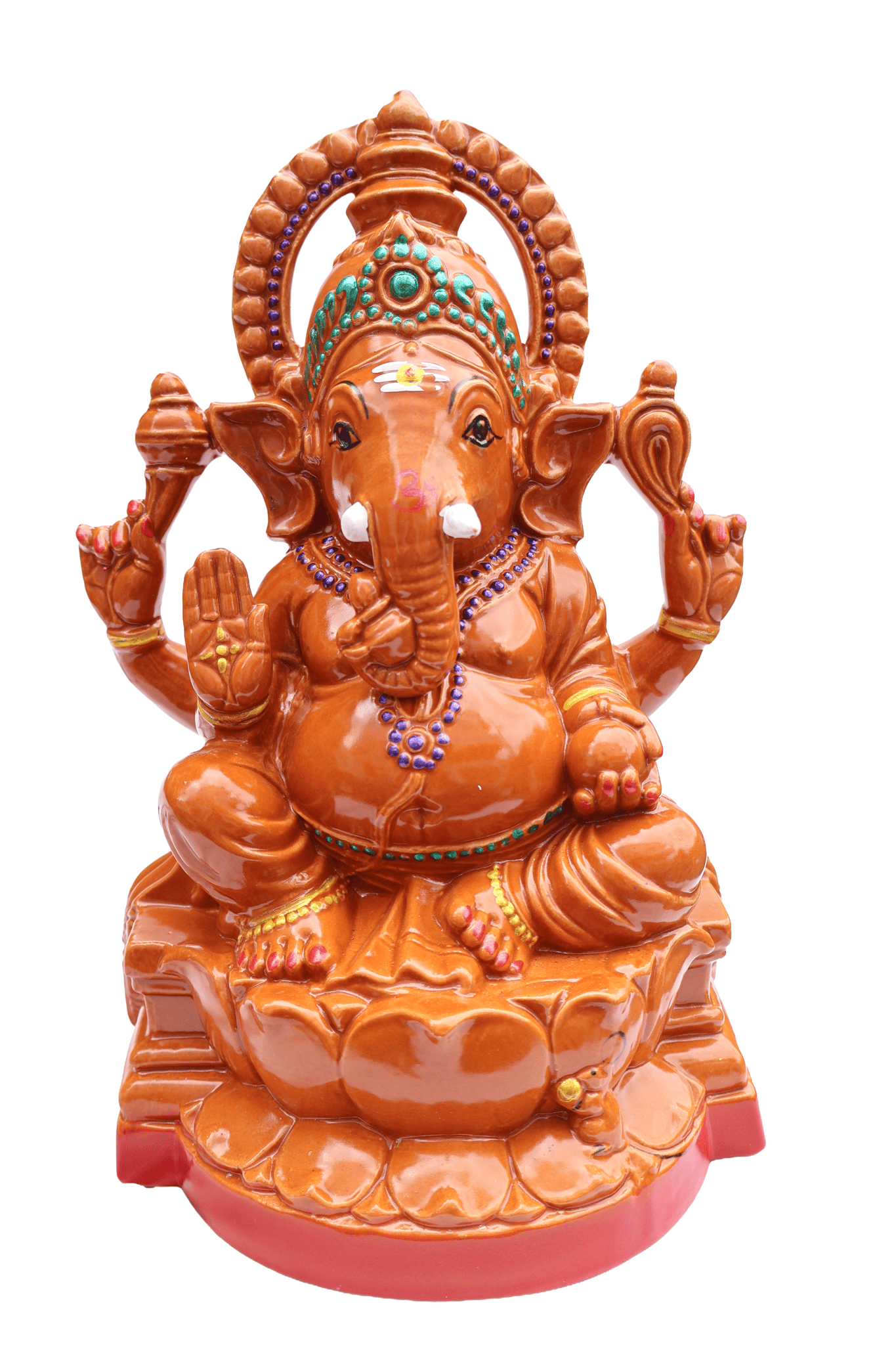 Handcrafted Orange Ganesha Idol for Pooja & Home Decor - Spiritual Lord Ganesh Murti