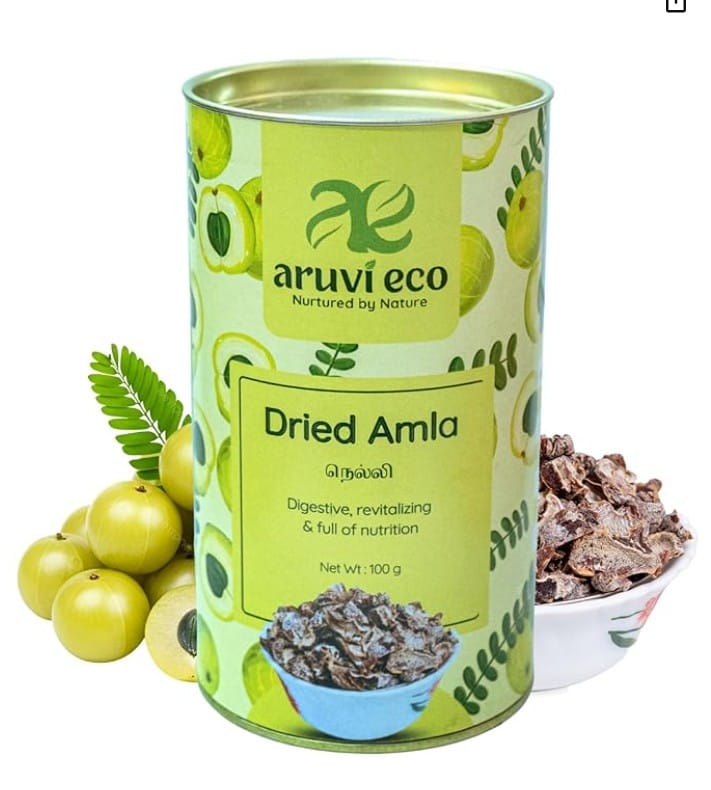 Aruvi Eco Pure Organic Dried Amla (100g) | Sugar-Free & Salt-Free Amla Candy | Indian Gooseberry Fruit Pieces for Hair Growth, Eating, & Digestion | 100% Natural, Farm-Fresh, No Preservatives
