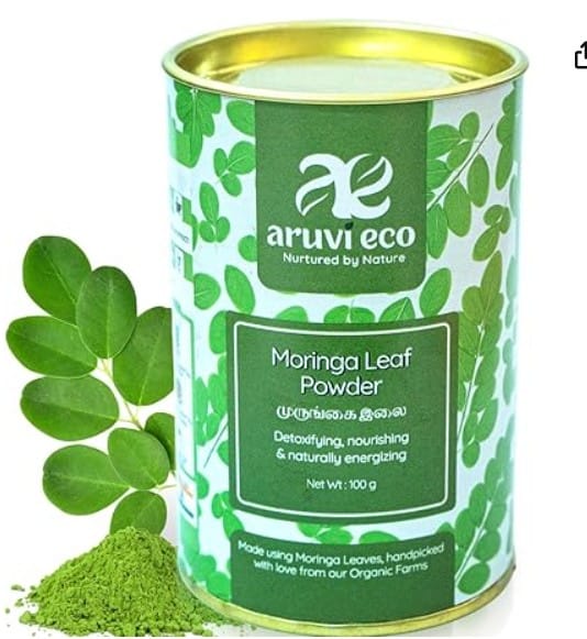 Aruvi Eco Pure Organic Moringa Powder - Farm-Fresh, Nutrient-Packed Green Superfood, 100g