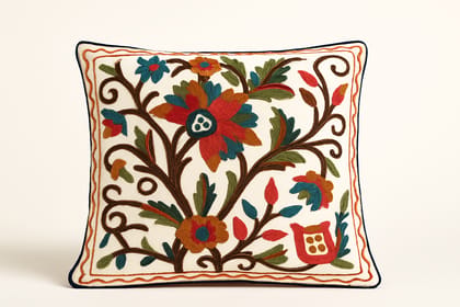 Artisan Embroidered Floral Decorative Throw Pillow Cover Artisan Embroidered Floral Decorative Throw Pillow Cover