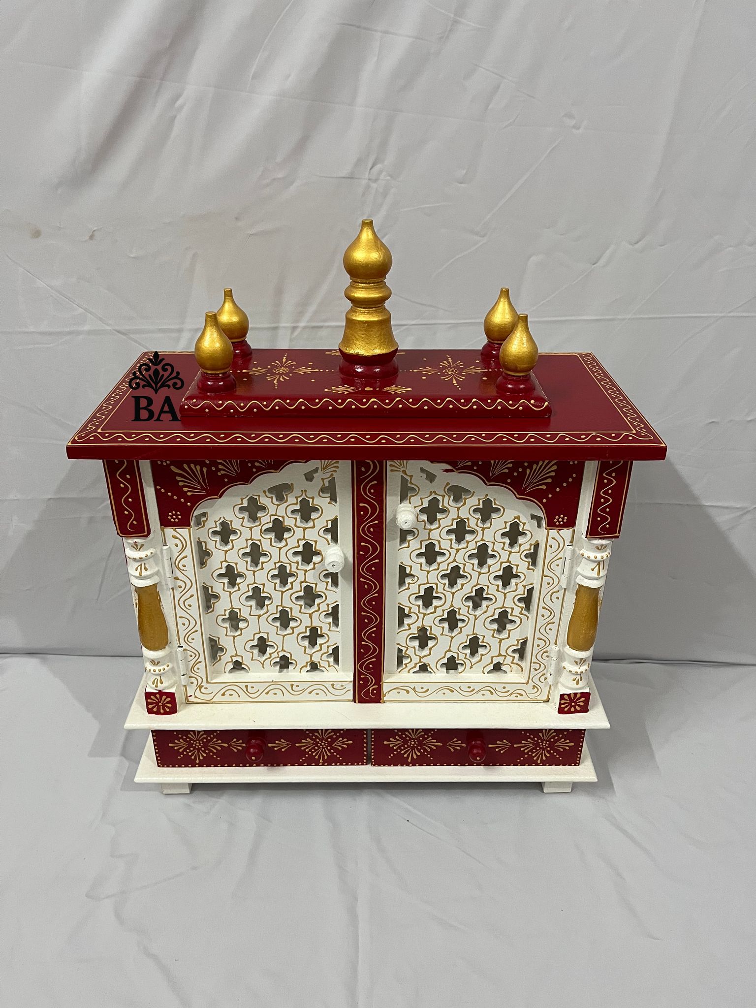 Indian Wooden Mandir Handcrafted Wooden Temple for Home & Office (45x20x55 CM)