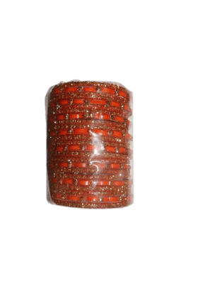 Vibrant Orange and Gold Studded Traditional Bangle Set for Women Vibrant Orange and Gold Studded Traditional Bangle Set for Women
