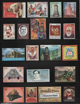 Shobhaphila's Indian MNH Commemorative Year Pack Stamps 2024 ( 64 Stamps)