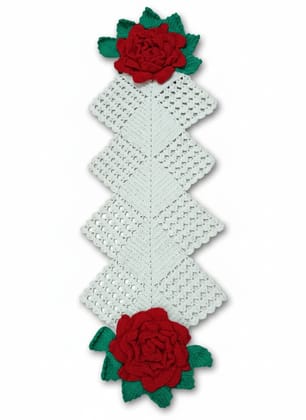 Handcrafted Crimson Rose Crochet Wall Hanging