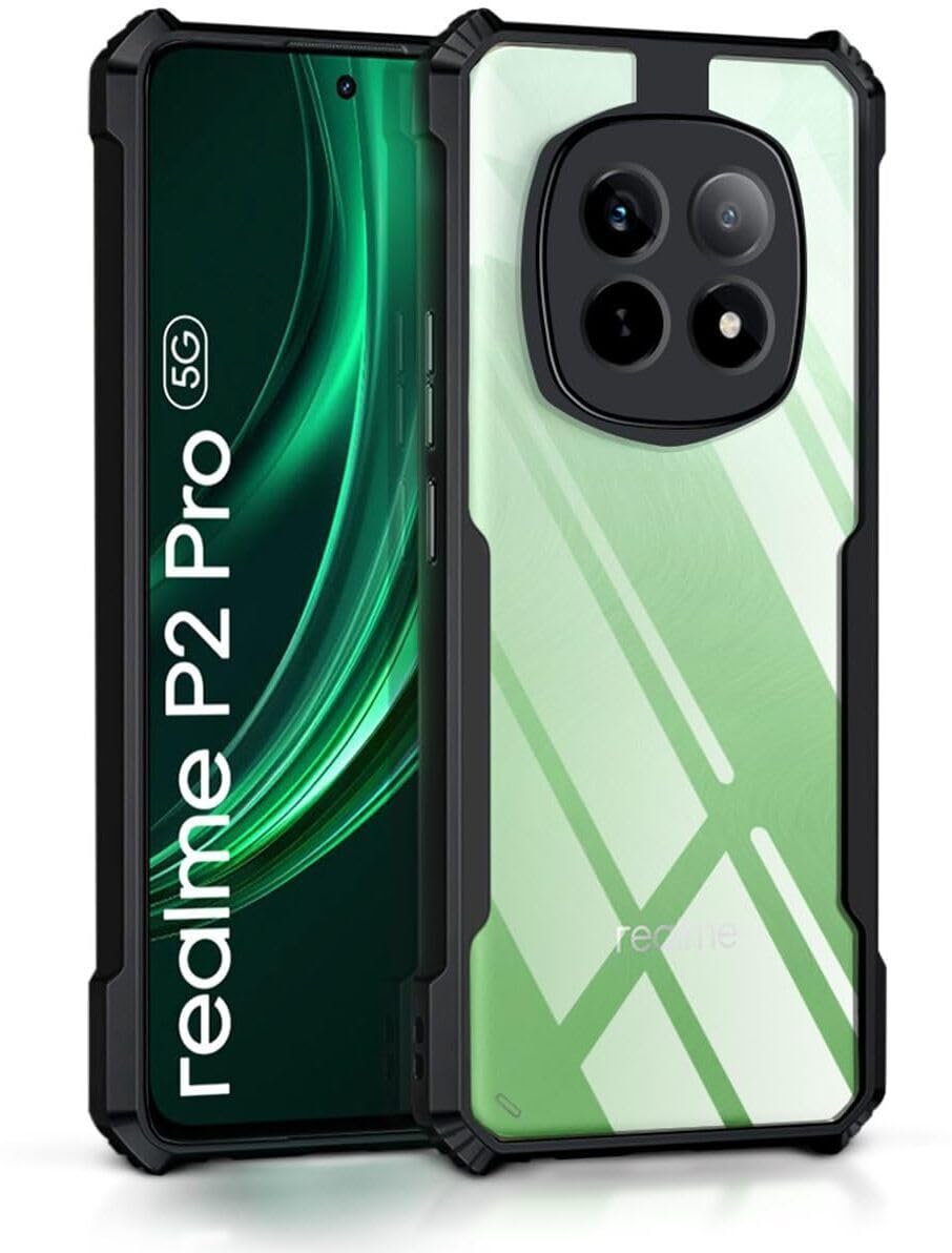 PLUGTECH Slim Shockproof Case | Matte Black Soft | Drop Protection | Precise Cutouts | Premium Mobile Cover for realme P2 Pro 5G