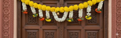 Yellow Artificial Marigold Flower Toran for Door Decoration Yellow Artificial Marigold Flower Toran for Door Decoration