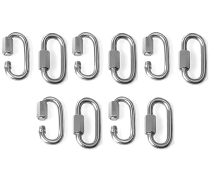 Stainless Steel Quick Link Carabiners Screw Lock Chain Connectors 10 Pcs 