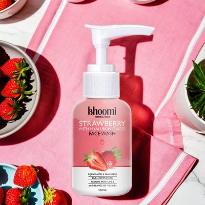 Bhoomi herbal India Strawberry with Hyaluronic acid Face Wash (100 ml)- Pack of 1 Bhoomi herbal India Strawberry with Hyaluronic acid Face Wash (100 ml)- Pack of 1
