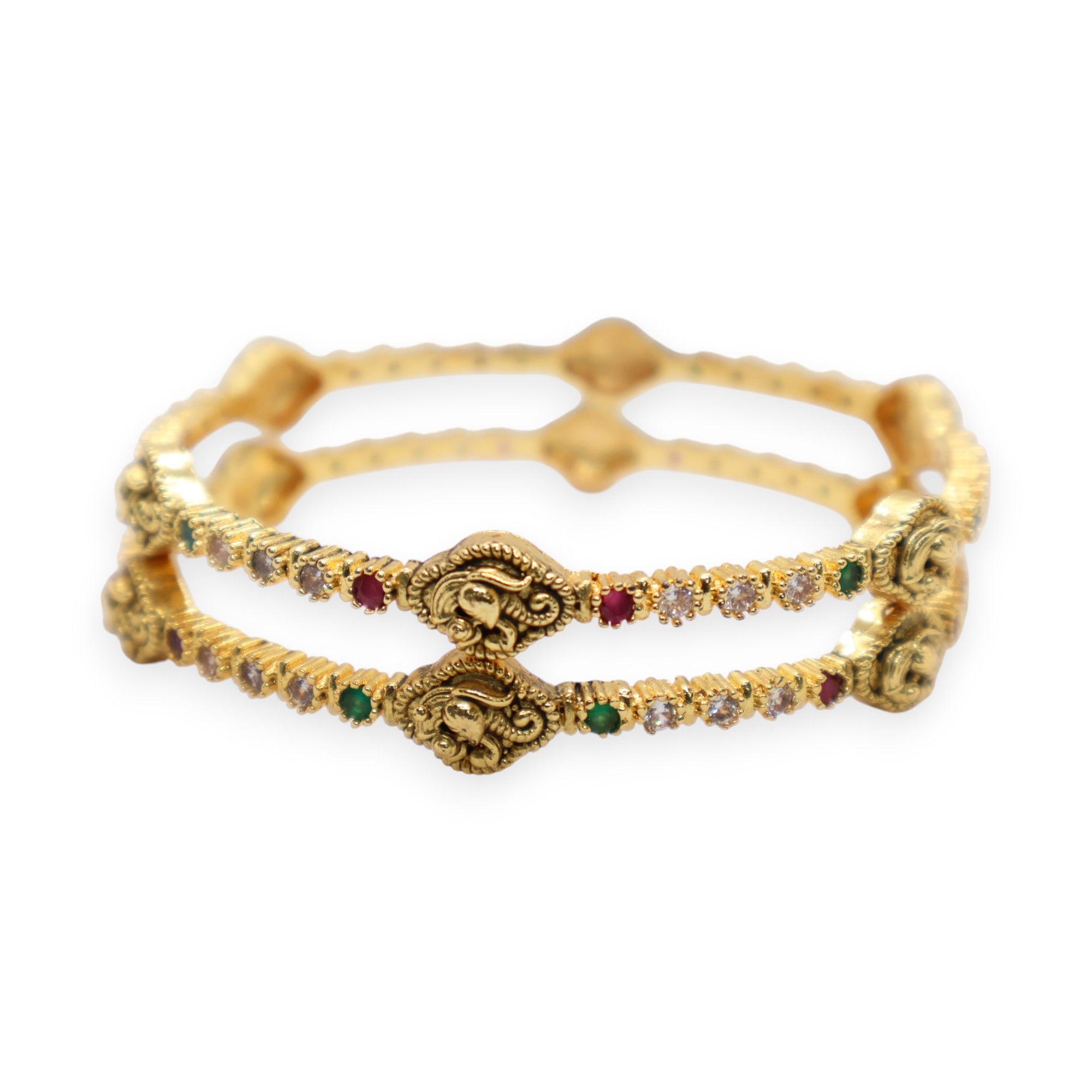Divine Lakshmi Antique Gold-Plated Bangle with Temple Design