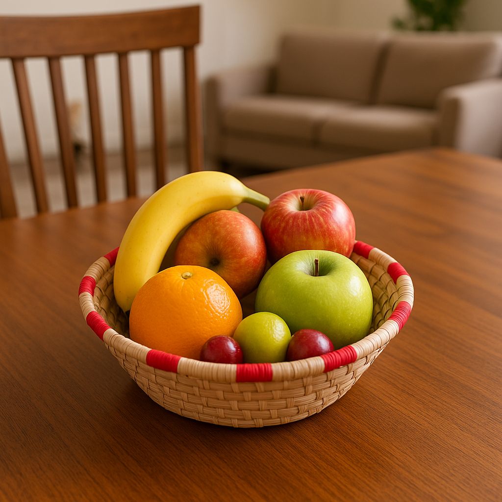Handwoven Beauitiful Beige Fruit Basket 