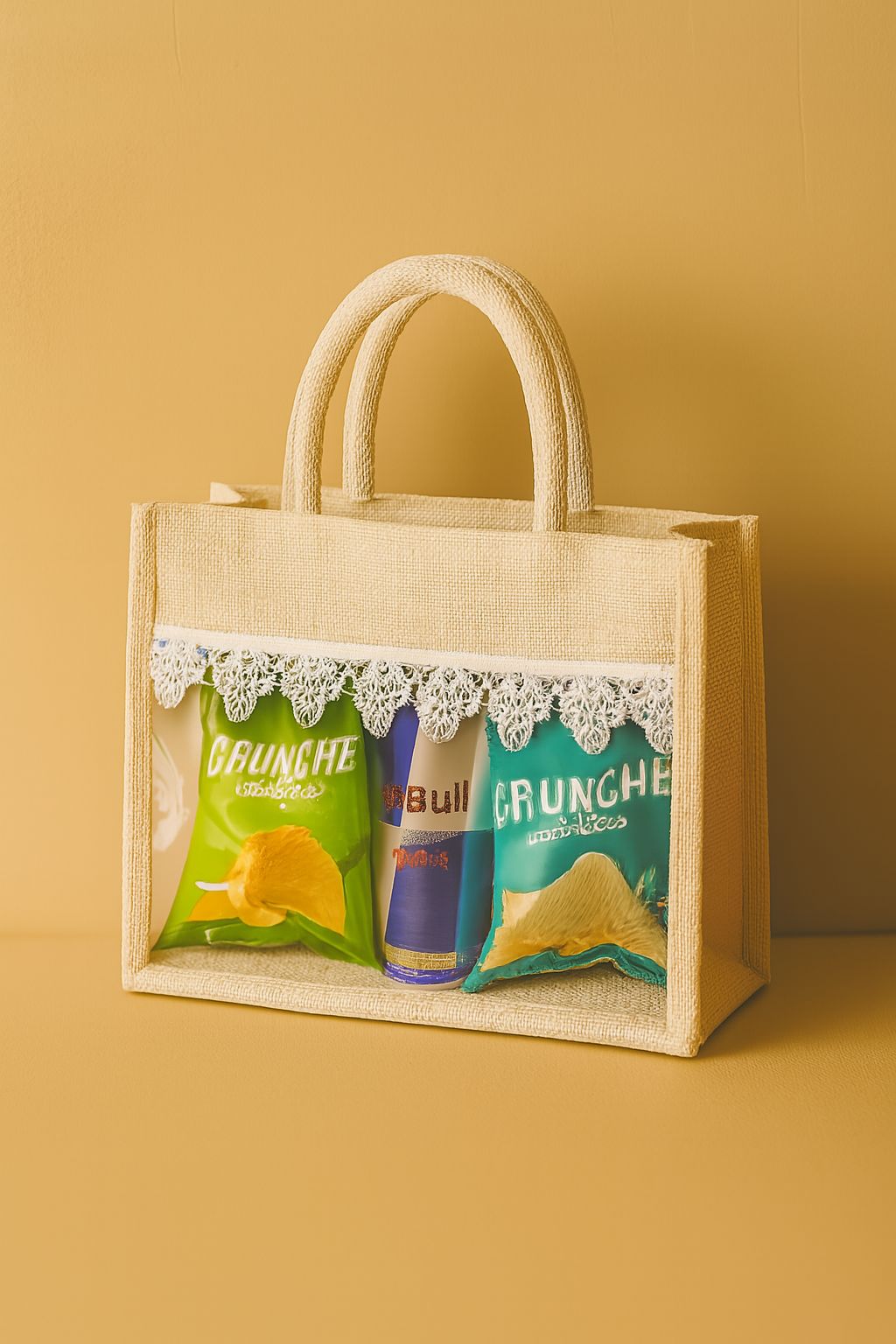 Eco-Friendly Jute & Cotton Blend Reusable Tote Bag - Mustard Yellow