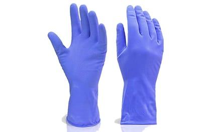Flock line Reusable Rubber Hand Gloves (Blue) - 1pc