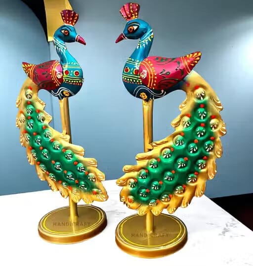 Handcrafted Metal Peacock Candle Holder Set  Home Temple Decor for Dewali Decoration Diwali Gift Pooja Room Decor