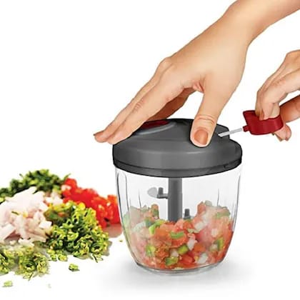 Manual Pull Chopper for Vegetables and Fruits - Easy Hand Food Processor 450ml
