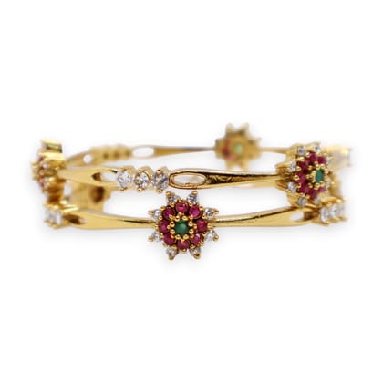 Gold-Plated Floral Ruby Stone Bangles Gold-Plated Floral Ruby Stone Bangles