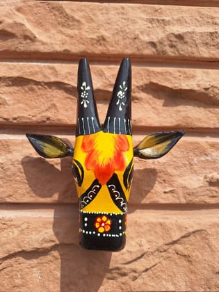 Mermaid Collections Cow Head (Yellow) Wooden Wall Sculpture Bull Mask Good Luck Statue Home Art decor