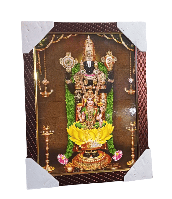 Lord Venkateswara Swamy & Goddess Lakshmi Photo Frame Divine Wall Art