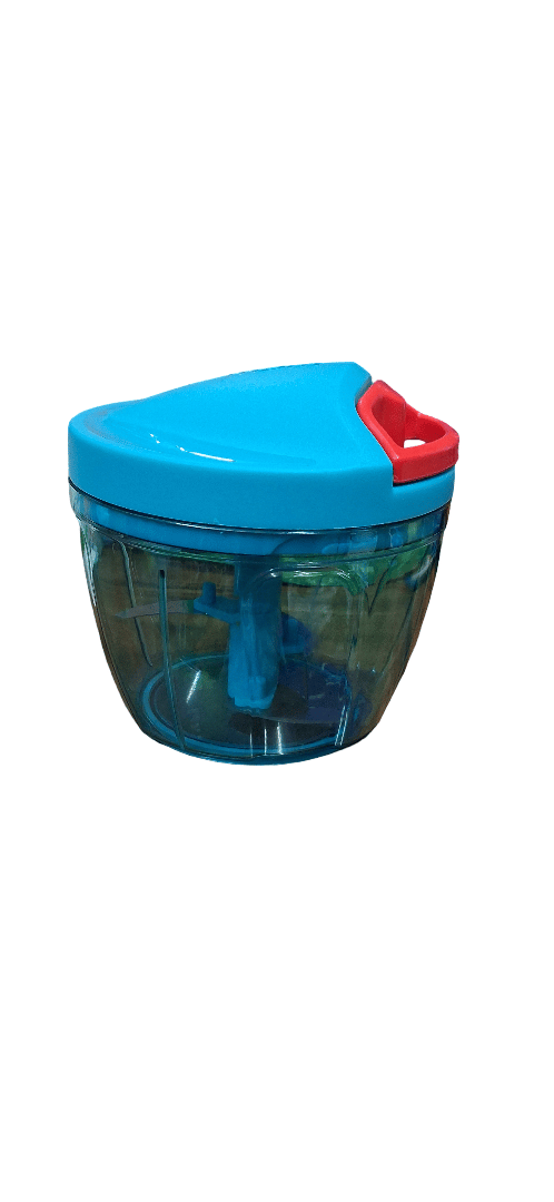 Multipurpose Manual Vegetable & Fruit Chopper with 3 Blades, Easy Pull Cord, Blue
