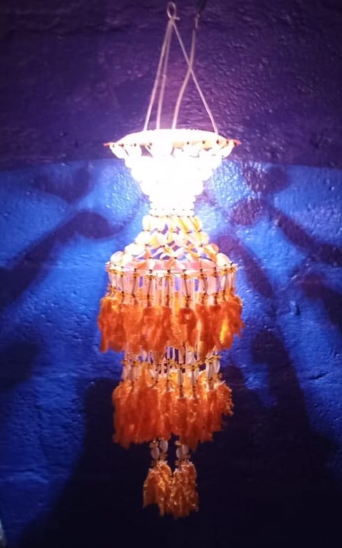 Vibrant Orange Tassel & Bead Hanging Decor for Festive Occasions