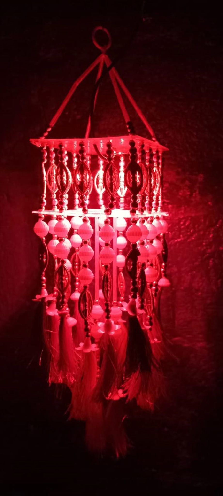 Handmade Decorative Hanging Night Lamp for Bedroom, Hall & Pooja Room | LED 0.5W | Height 17 cm, Width 5cm | AC 220V Power
