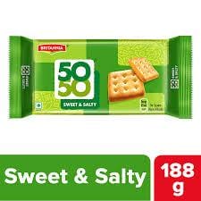 Britannia 50-50 Sweet & Salty Biscuit - Light, Crispy, Ready To Eat, 188 G