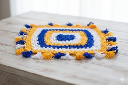 Handmade Crocheted Festive Multi-colour with Tassels Handmade Crocheted Festive Multi-colour with Tassels