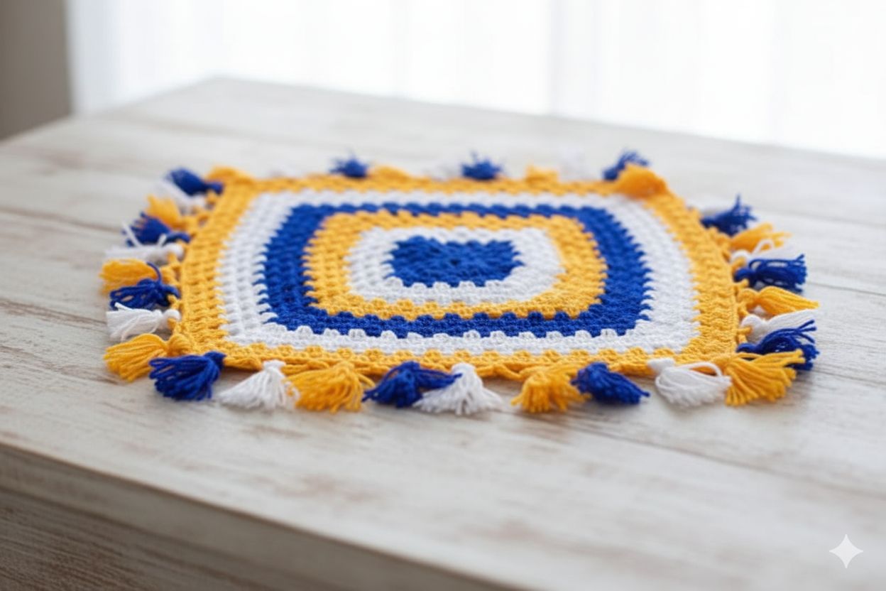 Handmade Crocheted Festive Multi-colour with Tassels