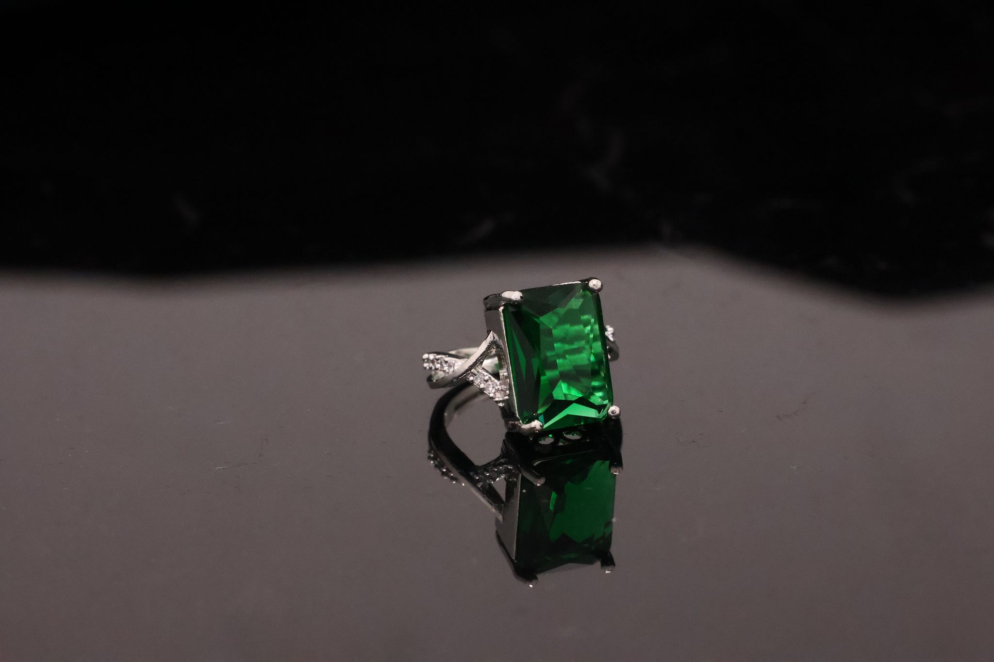 Emerald CZ Statement Ring