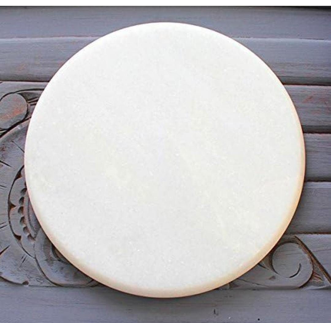 Elegant Round White Marble Finish Natural Stone Serving Platter/Coaster