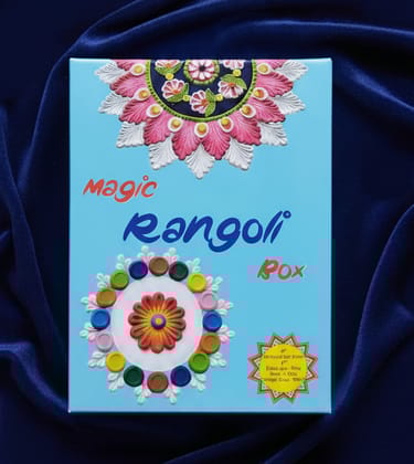 Magic Rangoli Making Kit Box with Tool, 4-Inch Printed & Plain Jali Stencils, Filter – Easy Rangoli Set for Diwali Home Decor, Indoor Outdoor Use, Fun Festive Art (Random Designs)