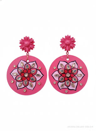Gulabi Padma Hand-painted Statement Earrings.