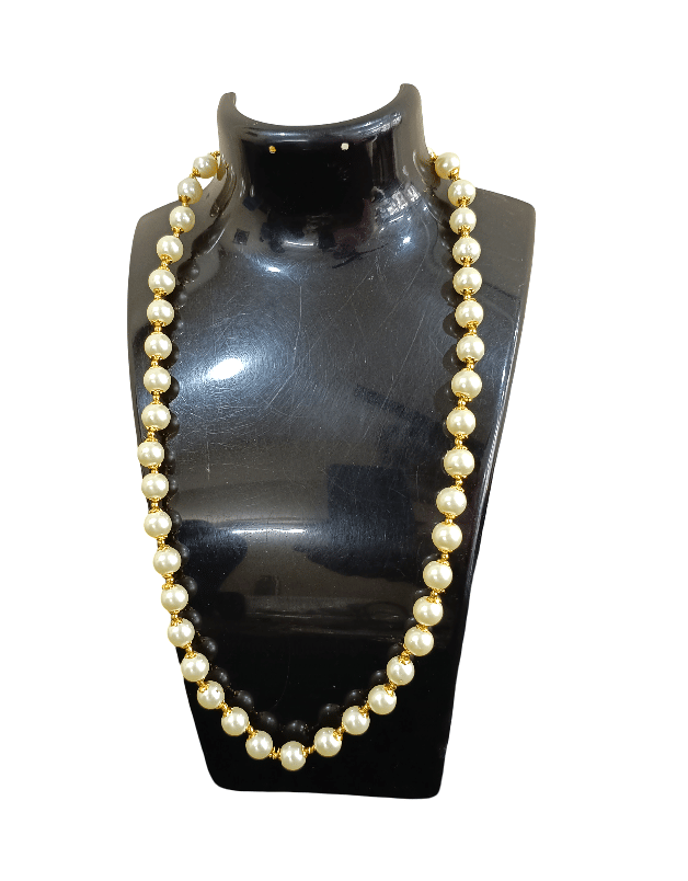 Elegant Faux Pearl & Gold Plated Beaded Necklace for Women