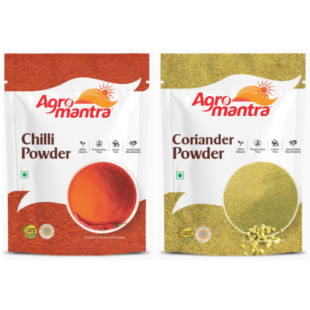 Agro Mantra Red Chilli And Coriander Powder 500gm Each (pack of 2)