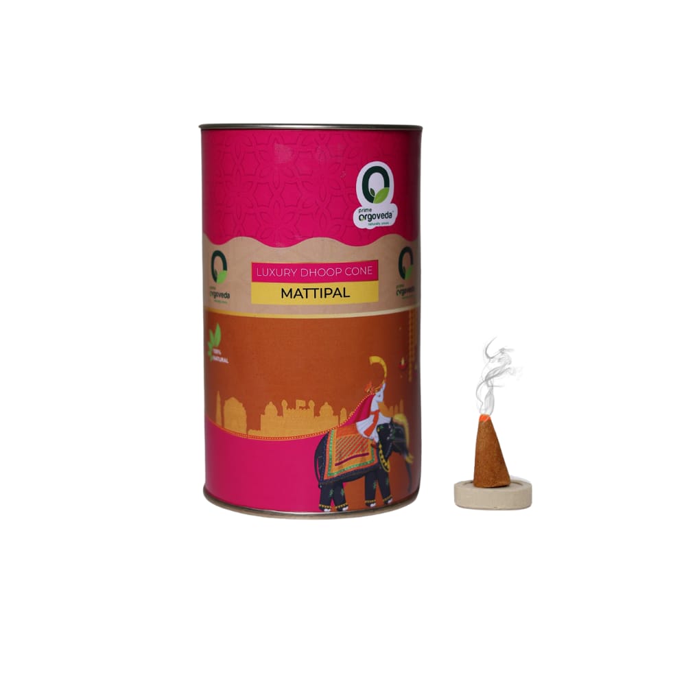 Prime Orgoveda Mattipal Dhoop Cones | 100% Natural Hand Crafted, Long Lasting Incense Cones (Pack of 40 Cones)