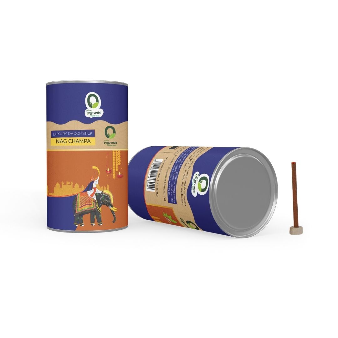 Prime Orgoveda Nag Champa Dhoop Sticks | 100% Natural, Charcoal-Free | Long-Lasting Divine Aroma for Prayer, Pooja, Meditation & Relaxation | Handcrafted Premium Dhoop (Pack of 40 Sticks)