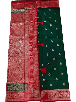 Vibrant Hot Pink Art Silk Saree with Zari Weave & Teal Blue Contrast
