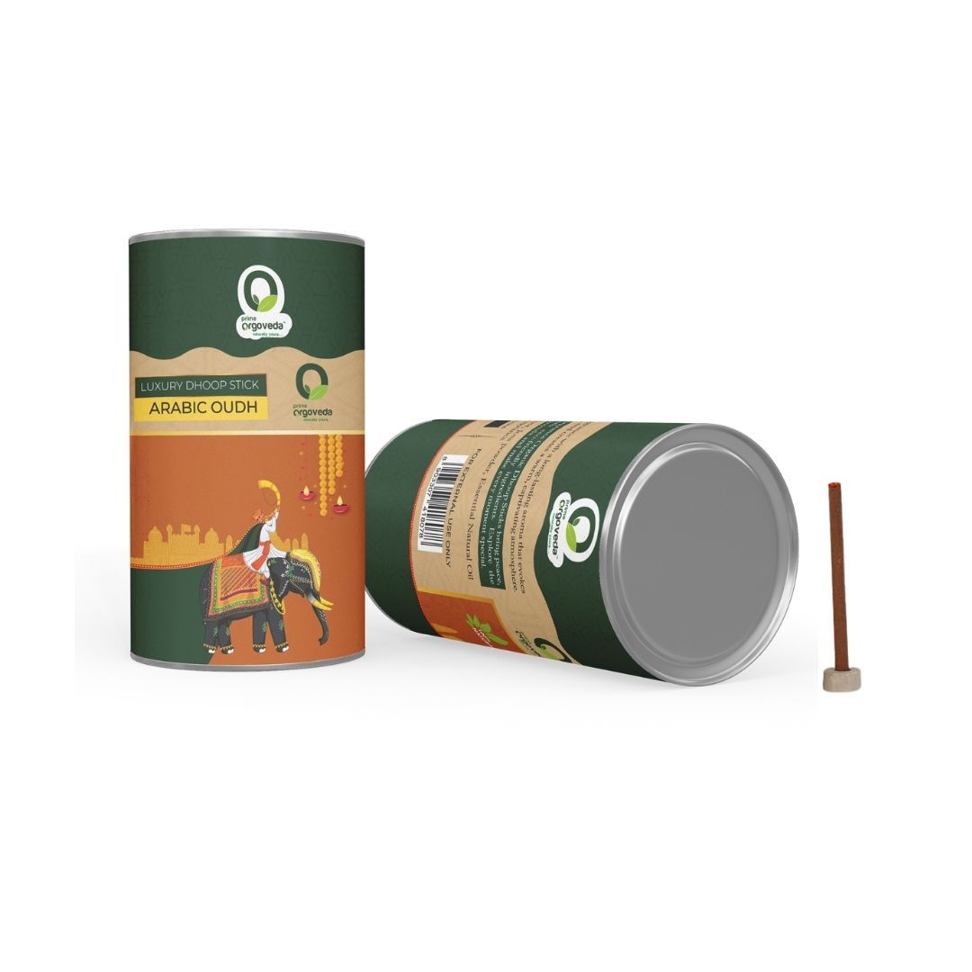 Prime Orgoveda Arabic Oudh Dhoop Sticks | 100% Natural, Charcoal-Free | Long-Lasting Divine Aroma for Prayer, Pooja, Meditation & Relaxation | Handcrafted Premium Dhoop (Pack of 40 Sticks)