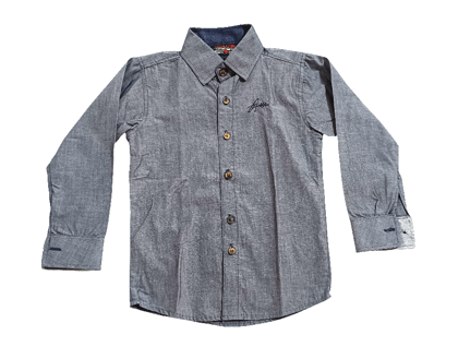Boy's Slate Blue Chambray Long Sleeve Casual Shirt