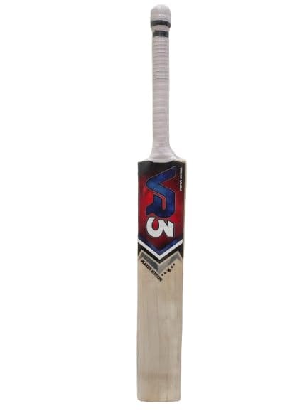 VR3 INTERNATIONAL | VR3 Player Edition English Willow Cricket Bat, Grade A+ Professional, Leather Ball, 1200g, Natural Wood