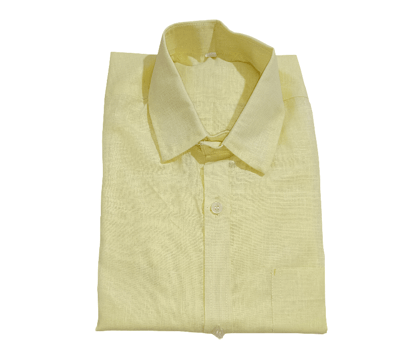 Men's Light Yellow Cotton Blend Casual Shirt
