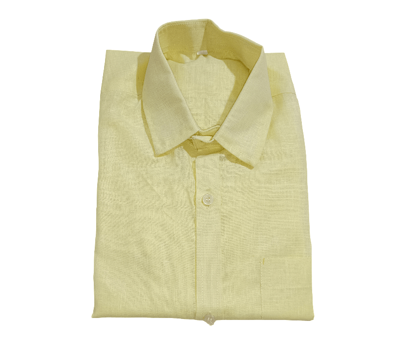 Men's Light Yellow Cotton Blend Casual Shirt