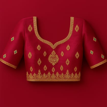 Women's Magenta Silk Blend Blouse with Golden Zari Embroidery Women's Magenta Silk Blend Blouse with Golden Zari Embroidery