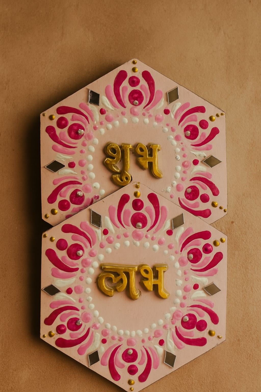 Handcrafted Shubh Labh Wall Hanging with Mirror Work