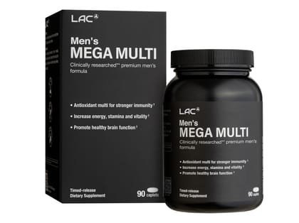 LAC Men’s Mega Multi – Daily Multivitamin for Energy, Strength & Vitality | Antioxidant & Immune Support | Muscle, Heart, and Immune Support – 60 Tablets