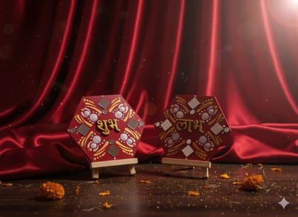 Handcrafted Shubh Labh Hexagon Decor Set for Diwali & Home Entrance Handcrafted Shubh Labh Hexagon Decor Set for Diwali & Home Entrance