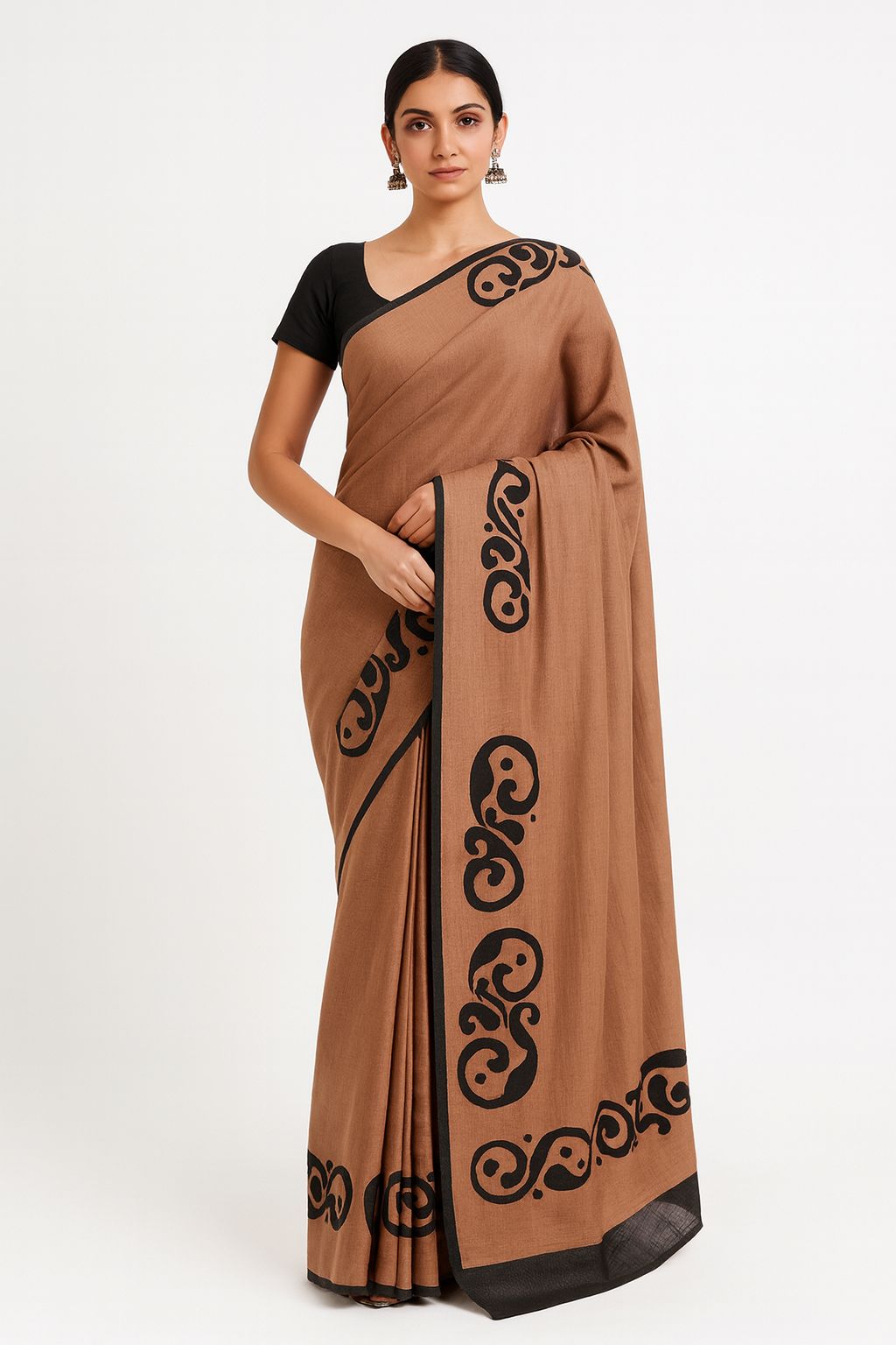 Noir Swirl Handcrafted Cotton Saree