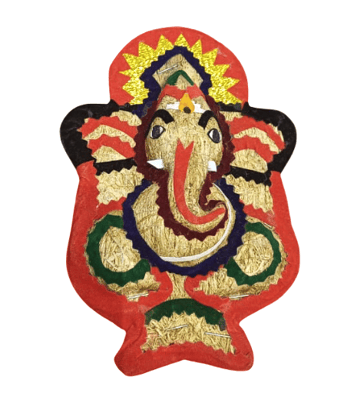 Handcrafted Decorative Ganesha Wall Hanging with Gold & Red Accents